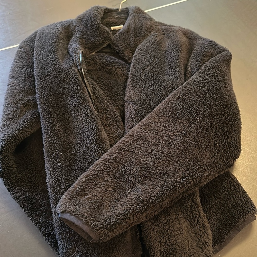 Fluffy black zip up jacket